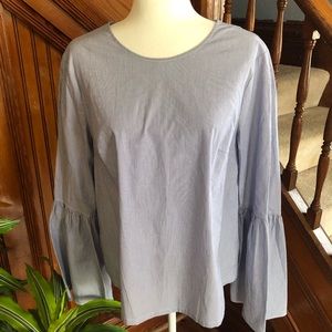 A New Day Microstripes Blue and White Top S M